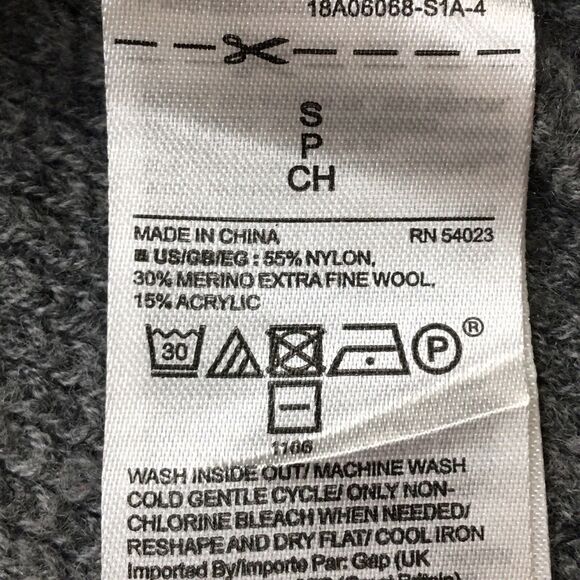 GAP Merino Blend Open Cardigan Sweater Women's S Gray Waffle Knit Shrug Neck - Picture 8 of 16